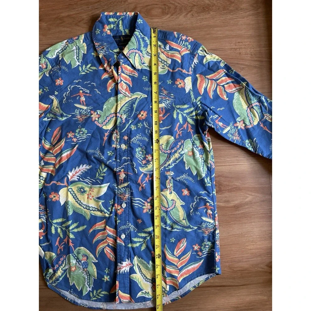 Polo Ralph Lauren Button Long Sleeve Shirt Floral Tropical Beachy Surfer | Sz Sm